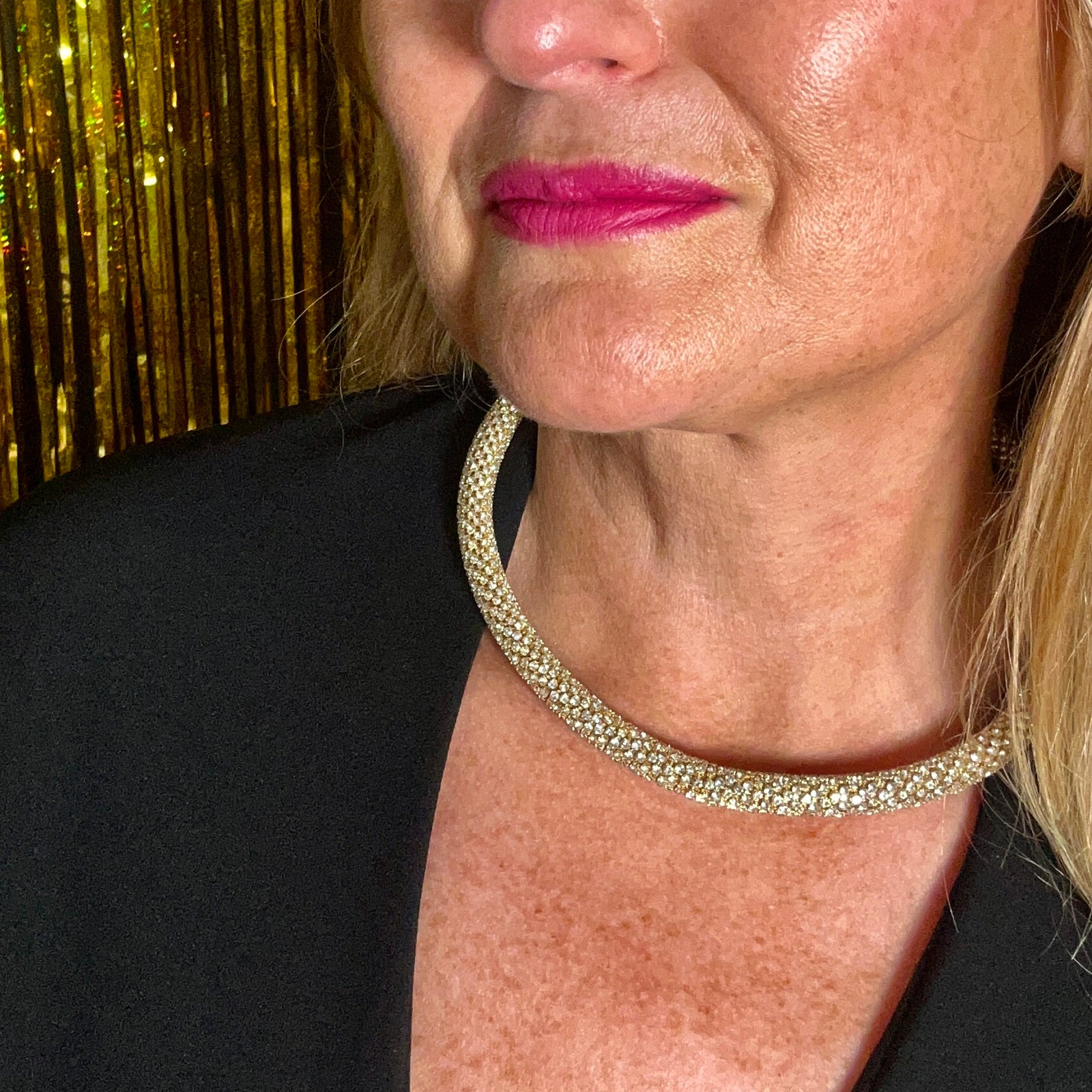 DELPHINE Crystal stripe choker necklace