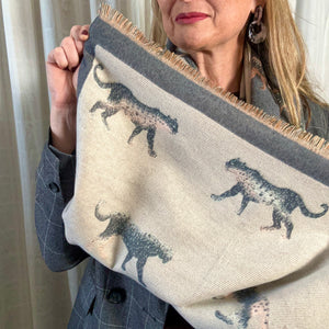 MAIDA VALE long leopard design women's reversible scarf
