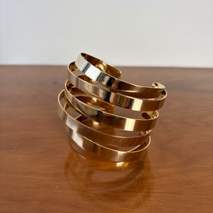 Plain striped steel cuff bracelet 'VESPER'