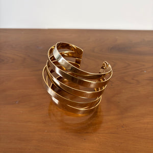 Plain striped steel cuff bracelet 'VESPER'