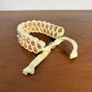 Iridescent bead and ribbon slider bracelet 'DAWN'
