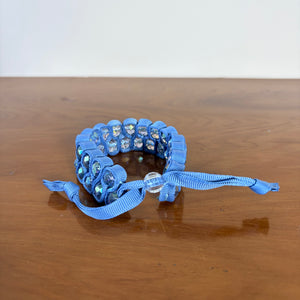 Iridescent bead and ribbon slider bracelet 'DAWN'