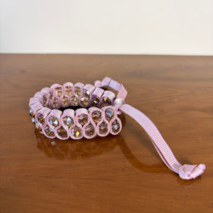 Iridescent bead and ribbon slider bracelet 'DAWN'