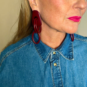 Oversized resin link statement earrings 'CAT'