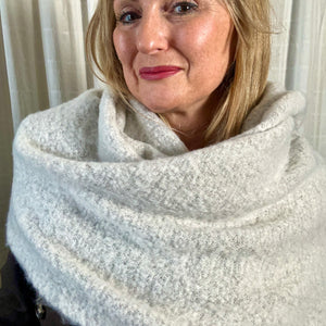 ACTON large boucle wool diagonal edge scarf