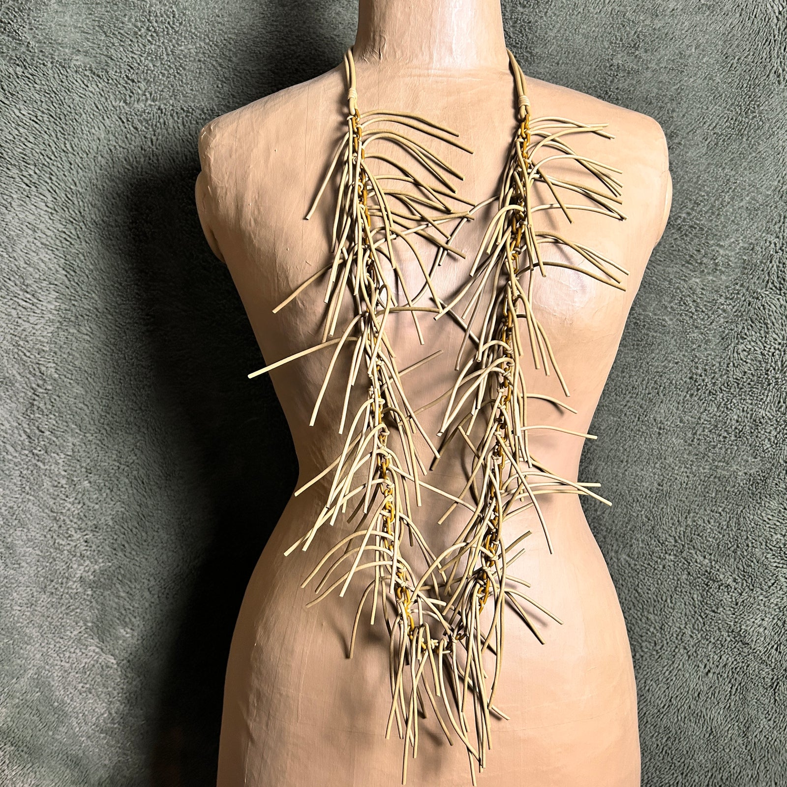 ROSIE long rubber fringe statement necklace