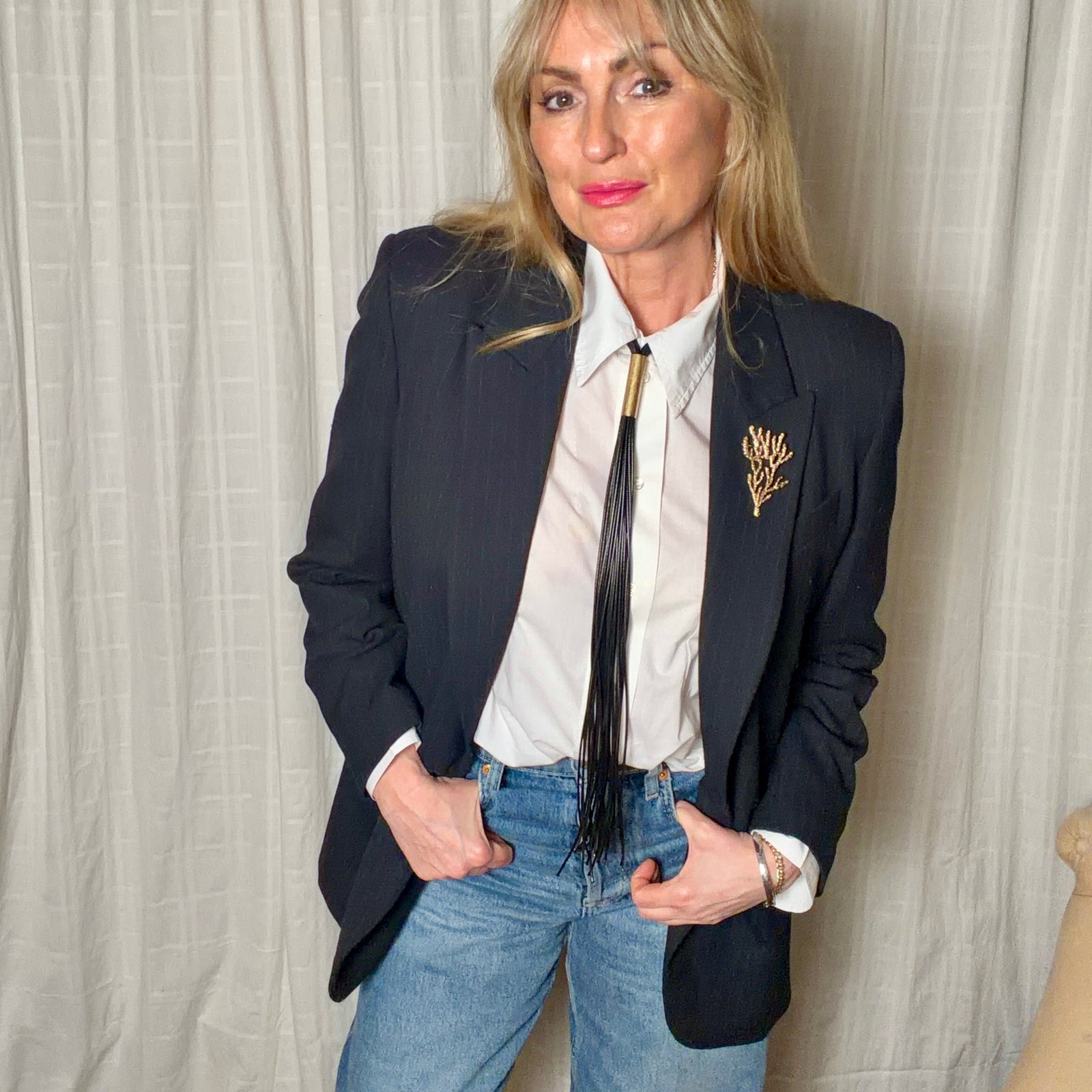 CYNTHIA adjustable leather necklace with gold bead