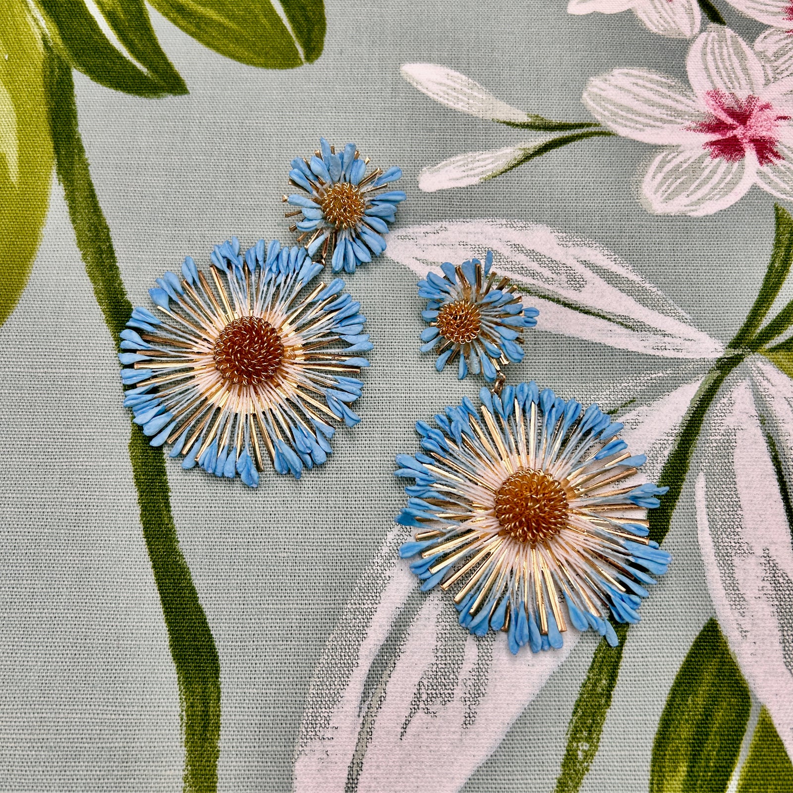 TORI metal double flower drop earrings