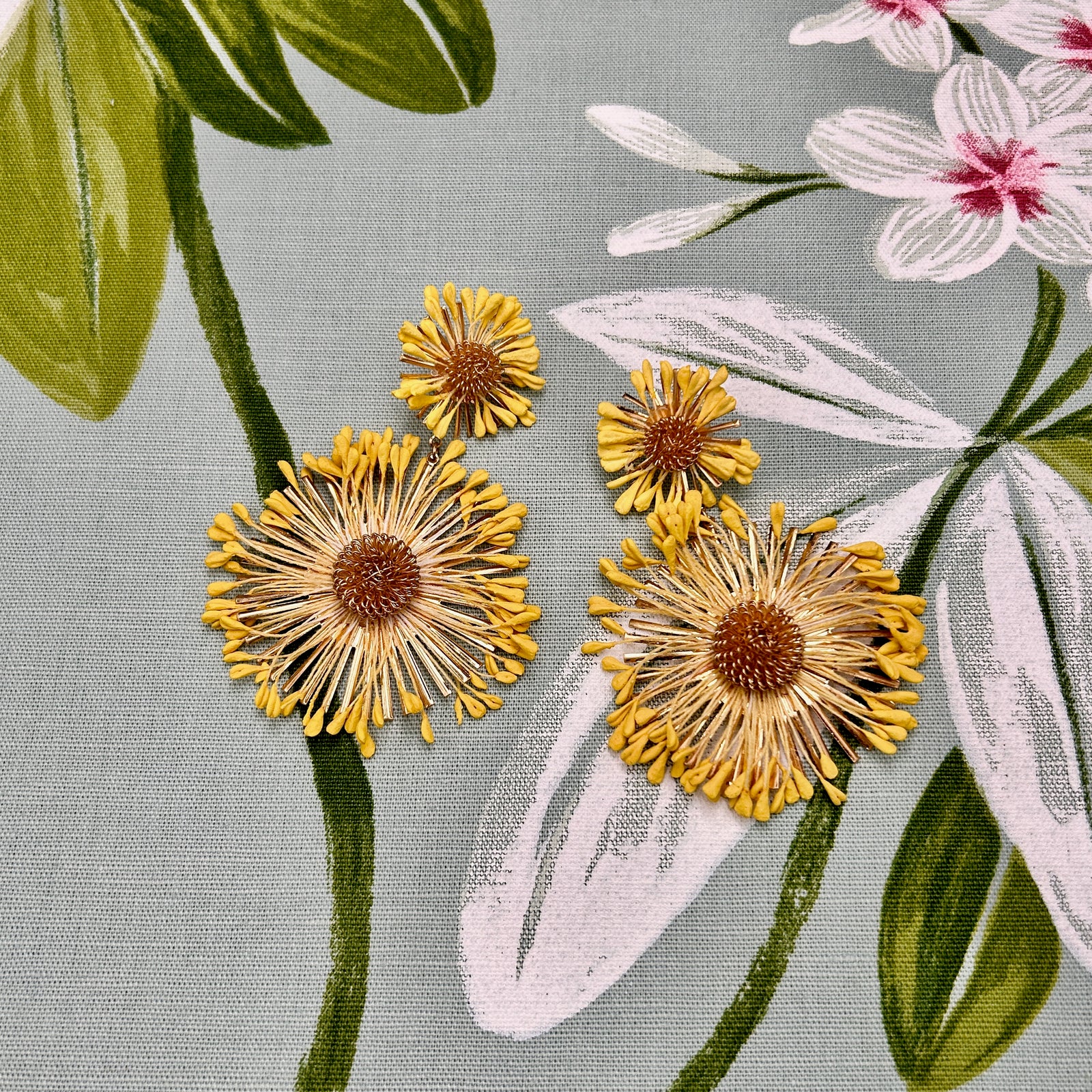 TORI metal double flower drop earrings