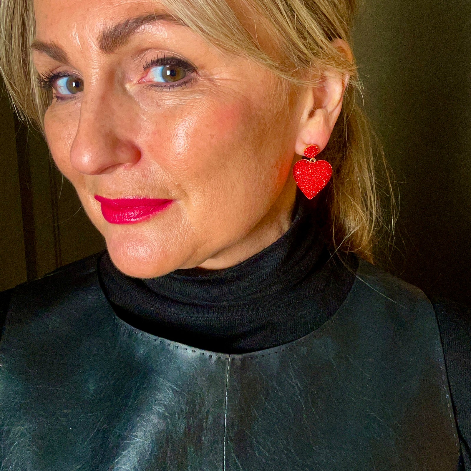 'April' handmade crystal heart pendant earrings