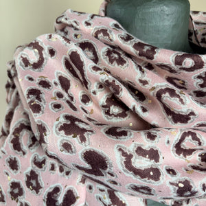 Leopard print & gold flake cotton scarf 'WHITSTABLE'