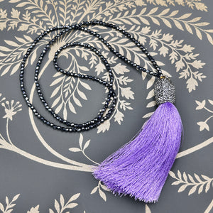 'Myrtle' crystal tassel necklace