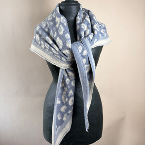 Fluffy leopard print triangle wool blend scarf 'BOURNEMOUTH'