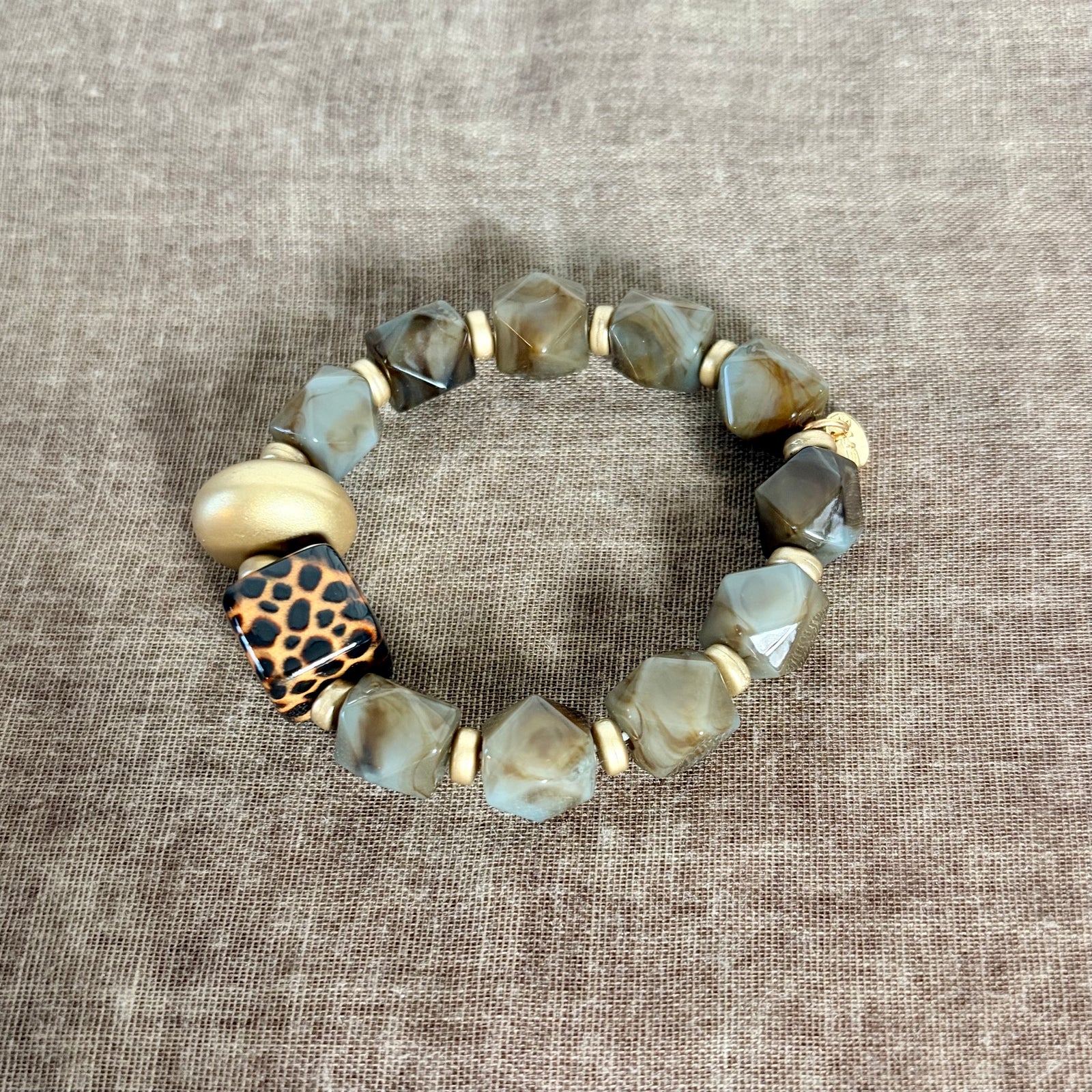 KATJA beaded leopard elasticated bracelet