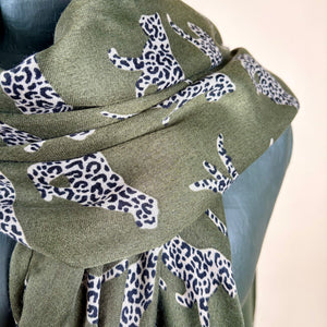 Cheetah print cotton blend scarf 'PURBECK'