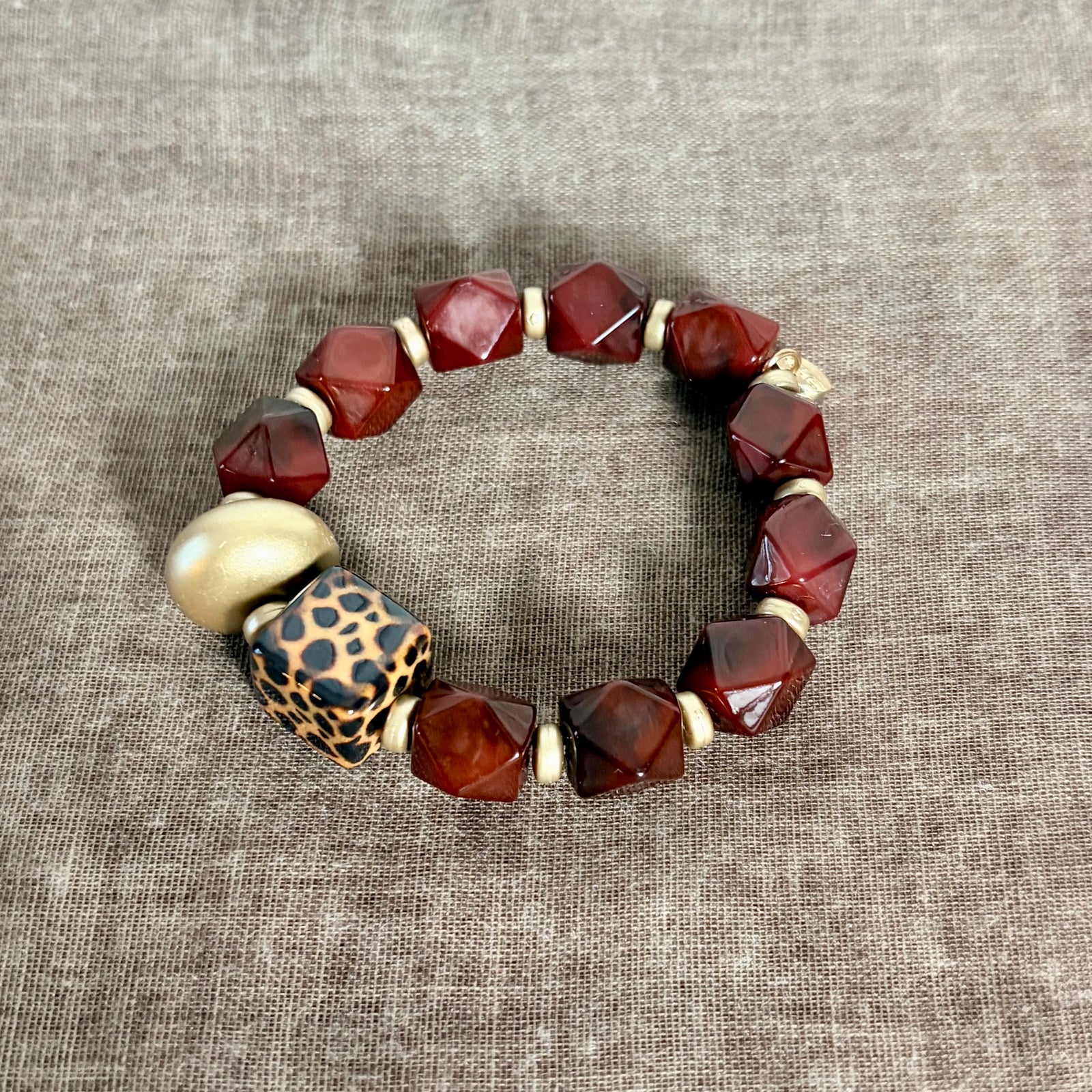 KATJA beaded leopard elasticated bracelet