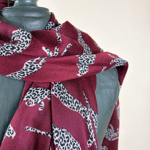 Cheetah print cotton blend scarf 'PURBECK'
