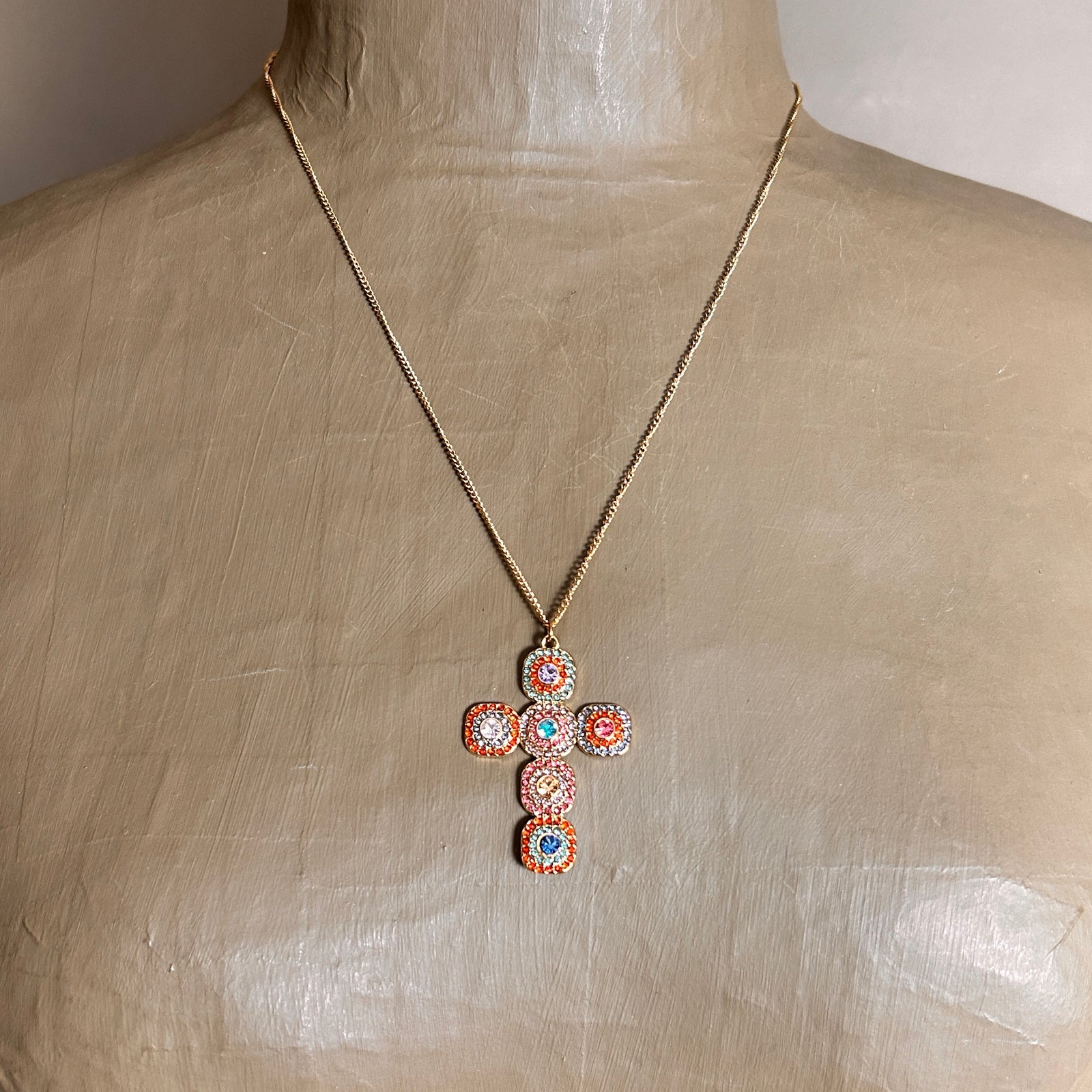 ANA crystal encrusted cross pendant necklace