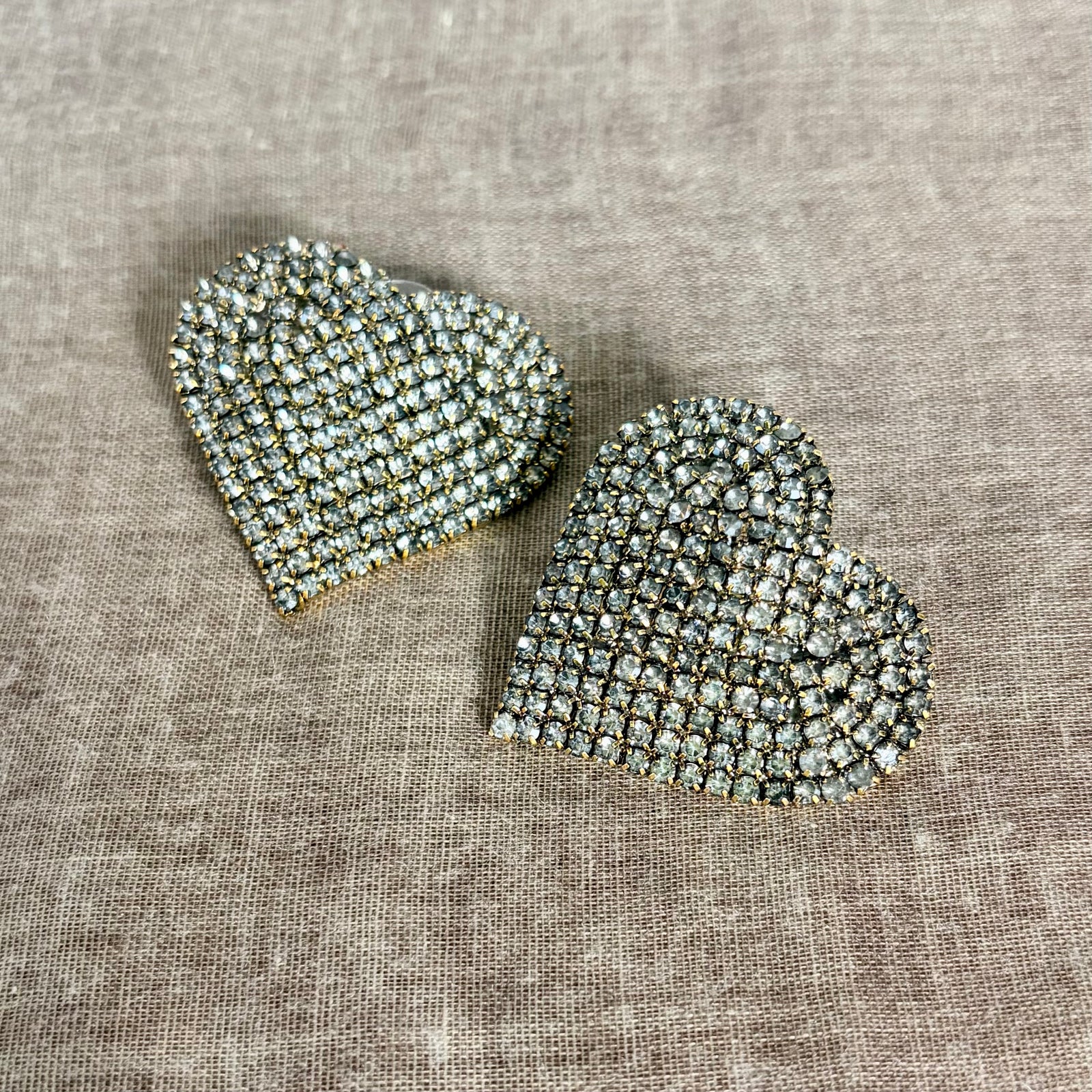 GRACIE large crystal heart stud earrings