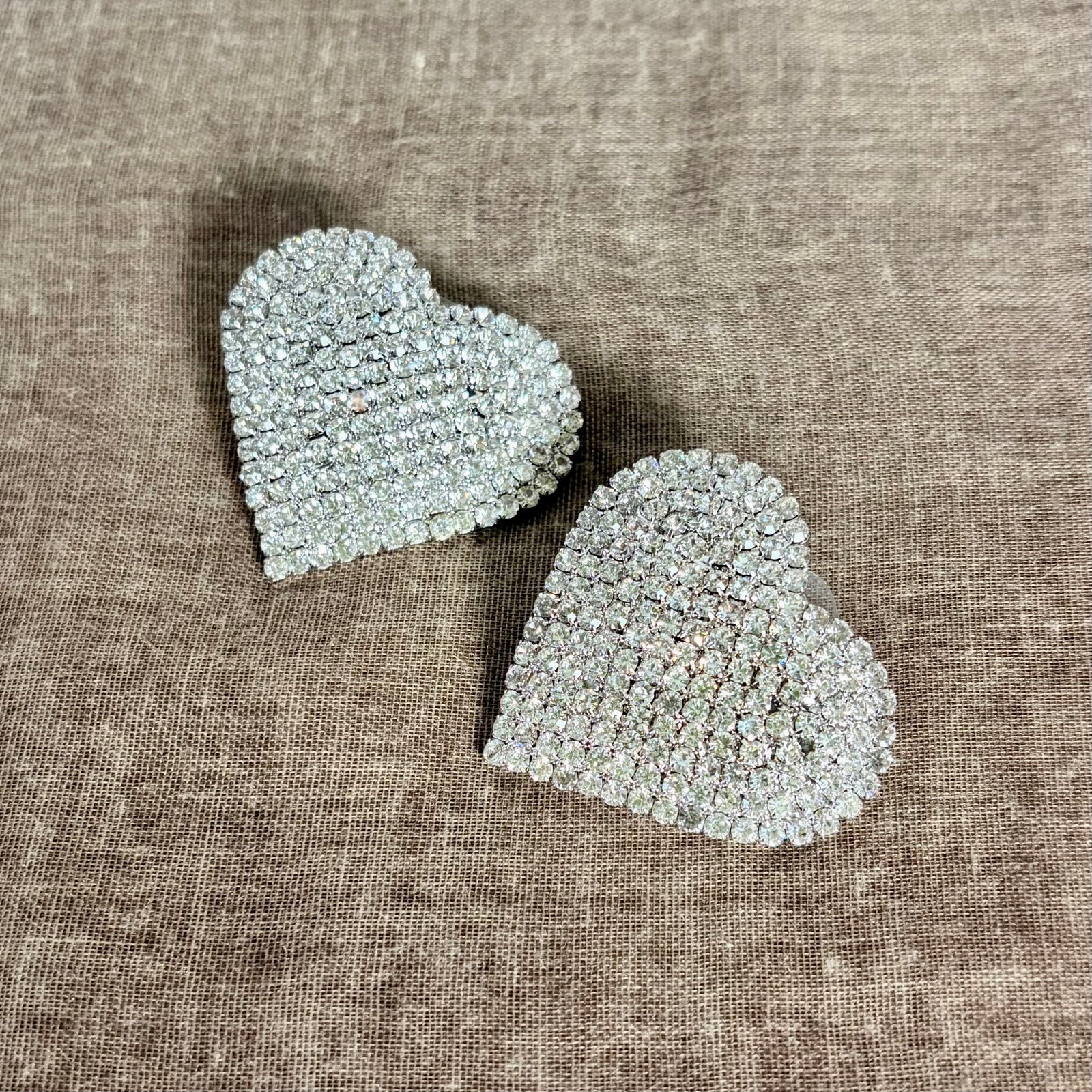 GRACIE large crystal heart stud earrings