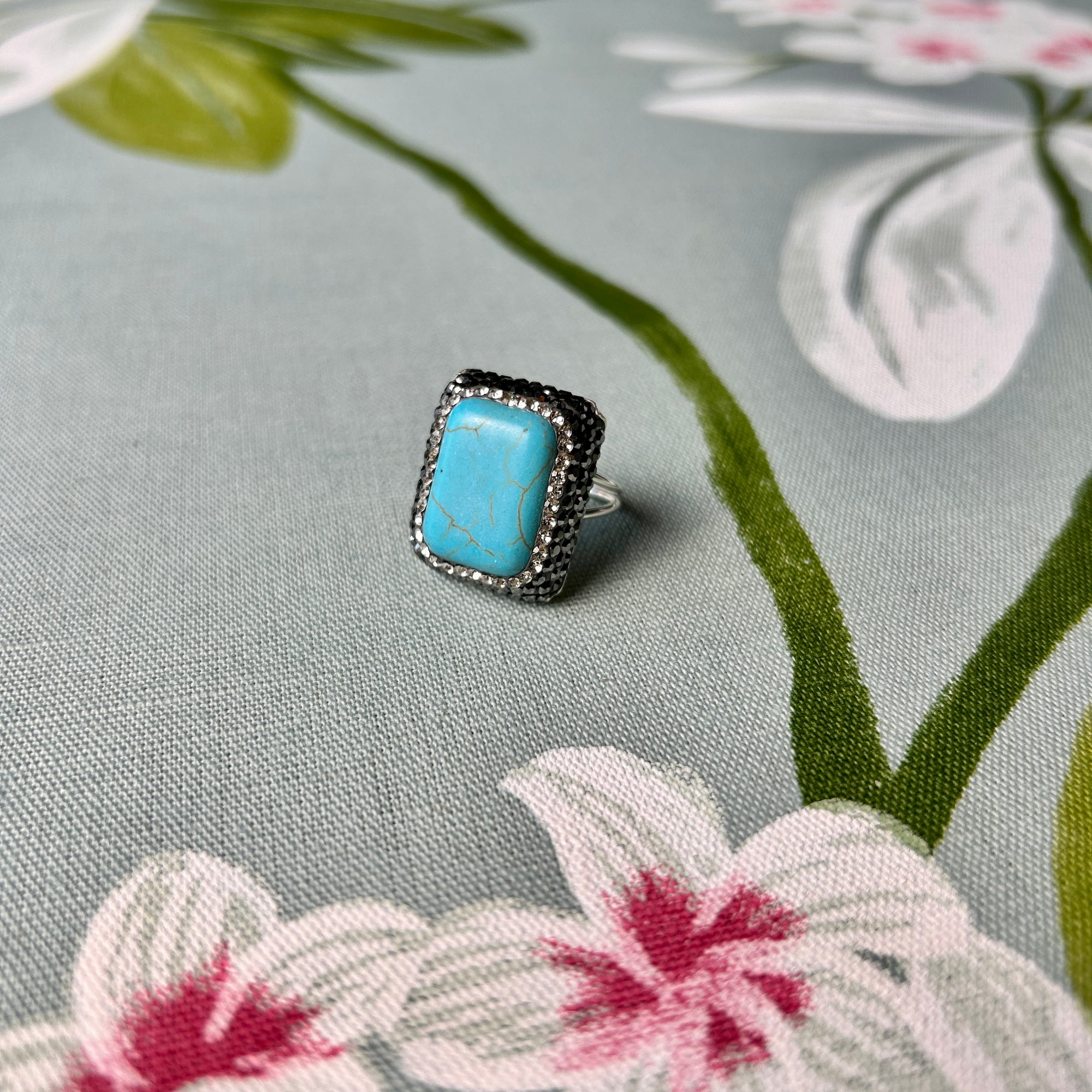 'Lorna' handmade square cut gemstone and crystal ring