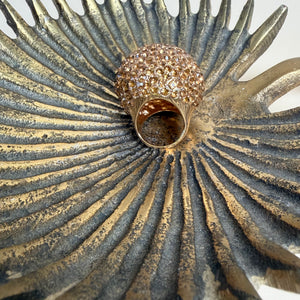 Oversized crystal and metal cocktail ring 'CHRISTINA'