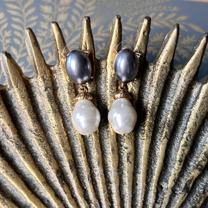 'Krystle' double pearl drop earrings