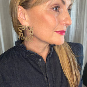 KAYLEE large square filigree love earrings