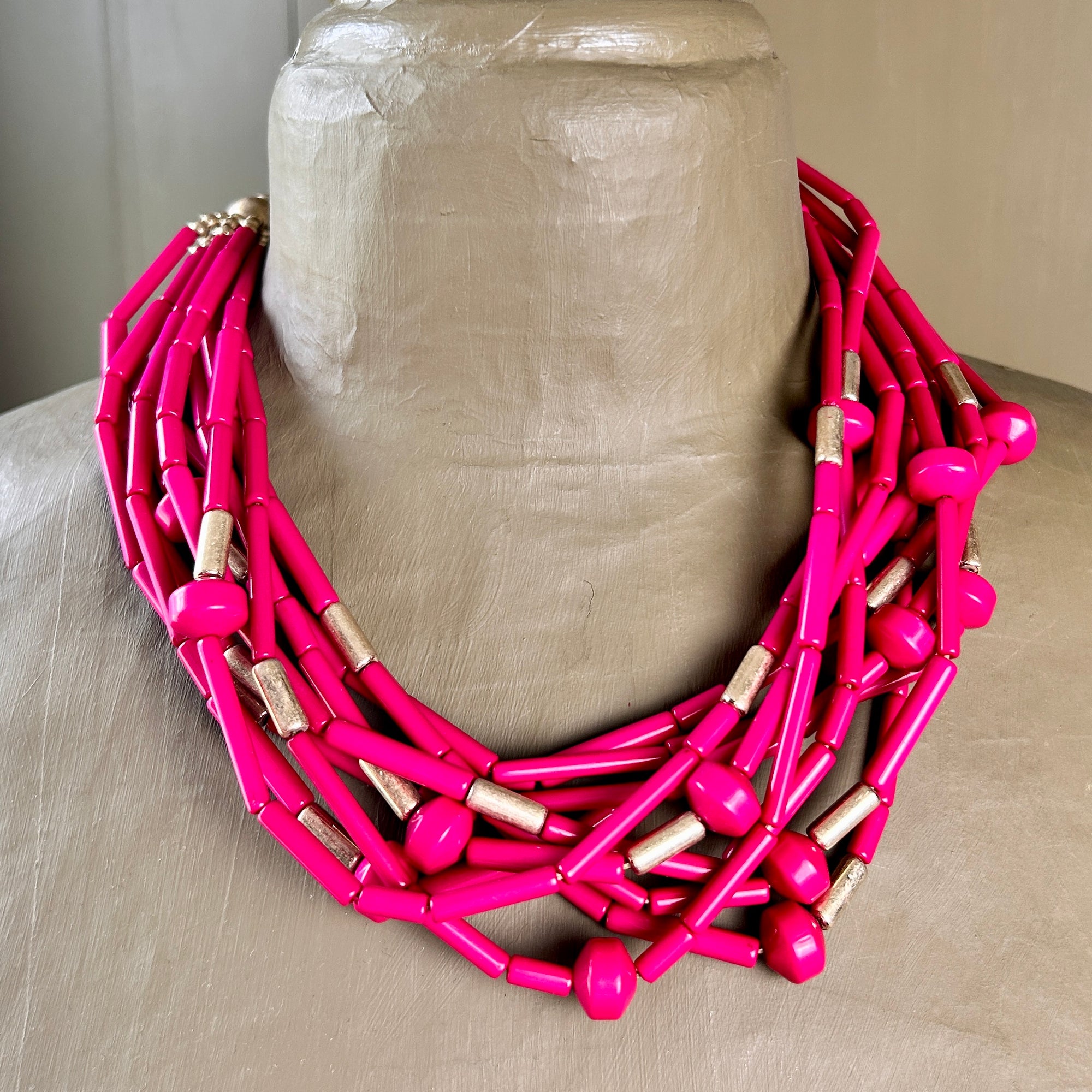 'Nina' multi-beaded resin short necklace