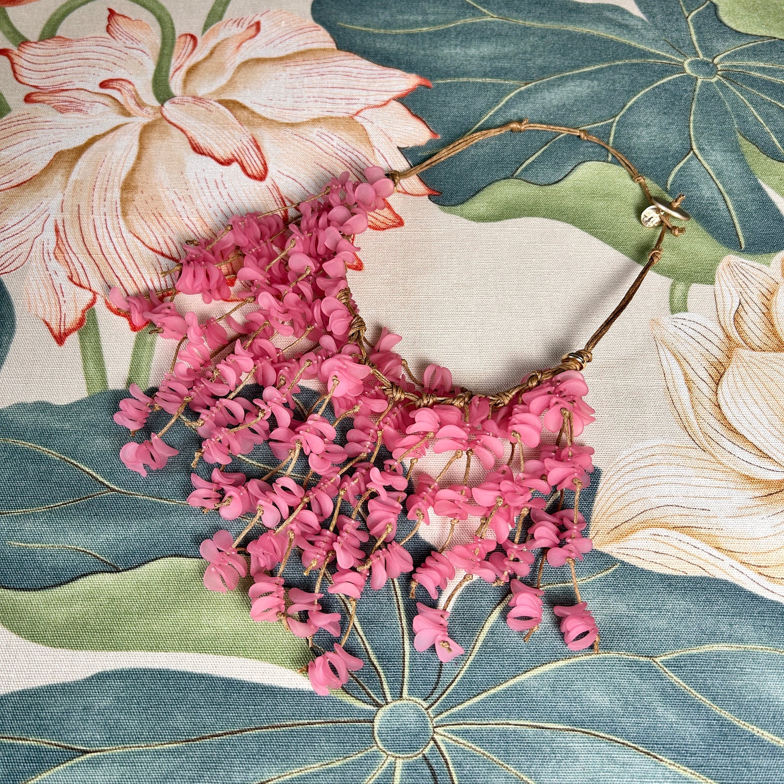 JOSEPHINE short multi-strand resin bougainvillea necklace