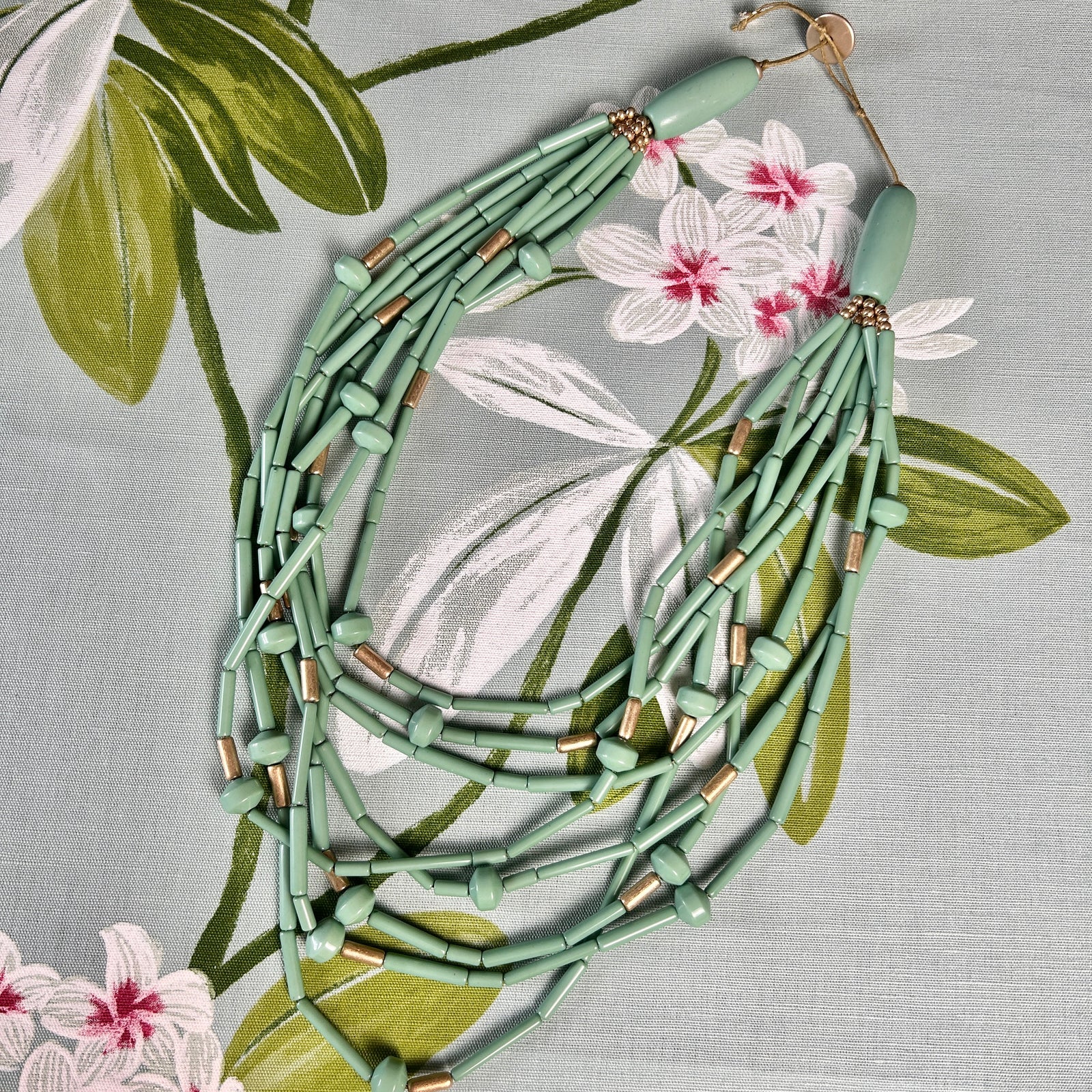 JOANNA long resin multi-strand beaded necklace