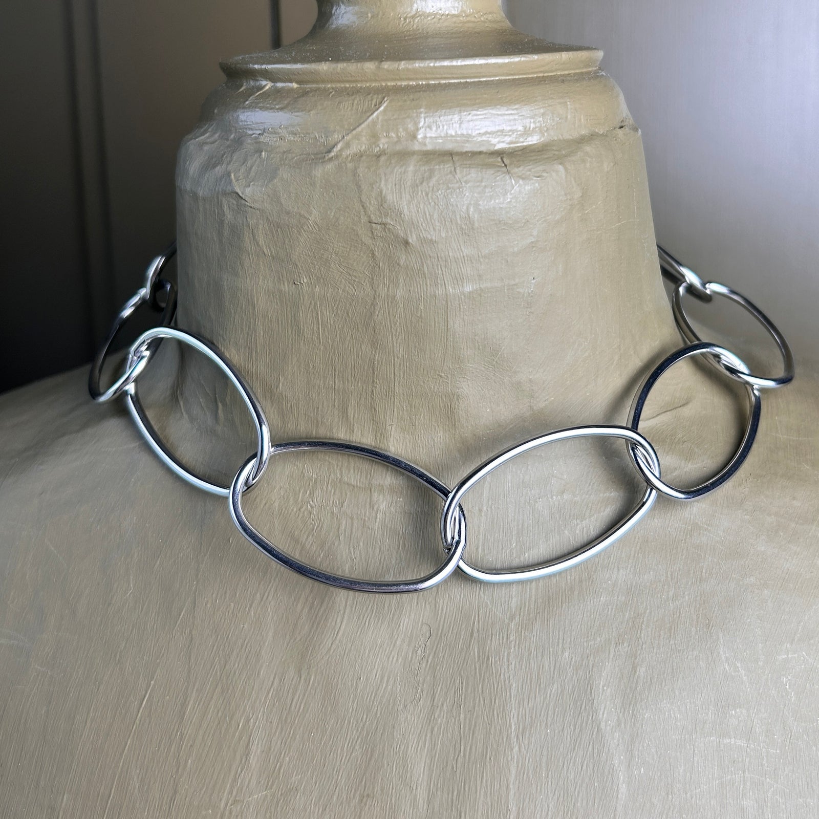 NATALIE steel link choker style necklace