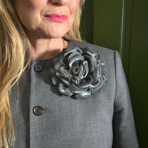 GUINEVERE large velvet flower brooch