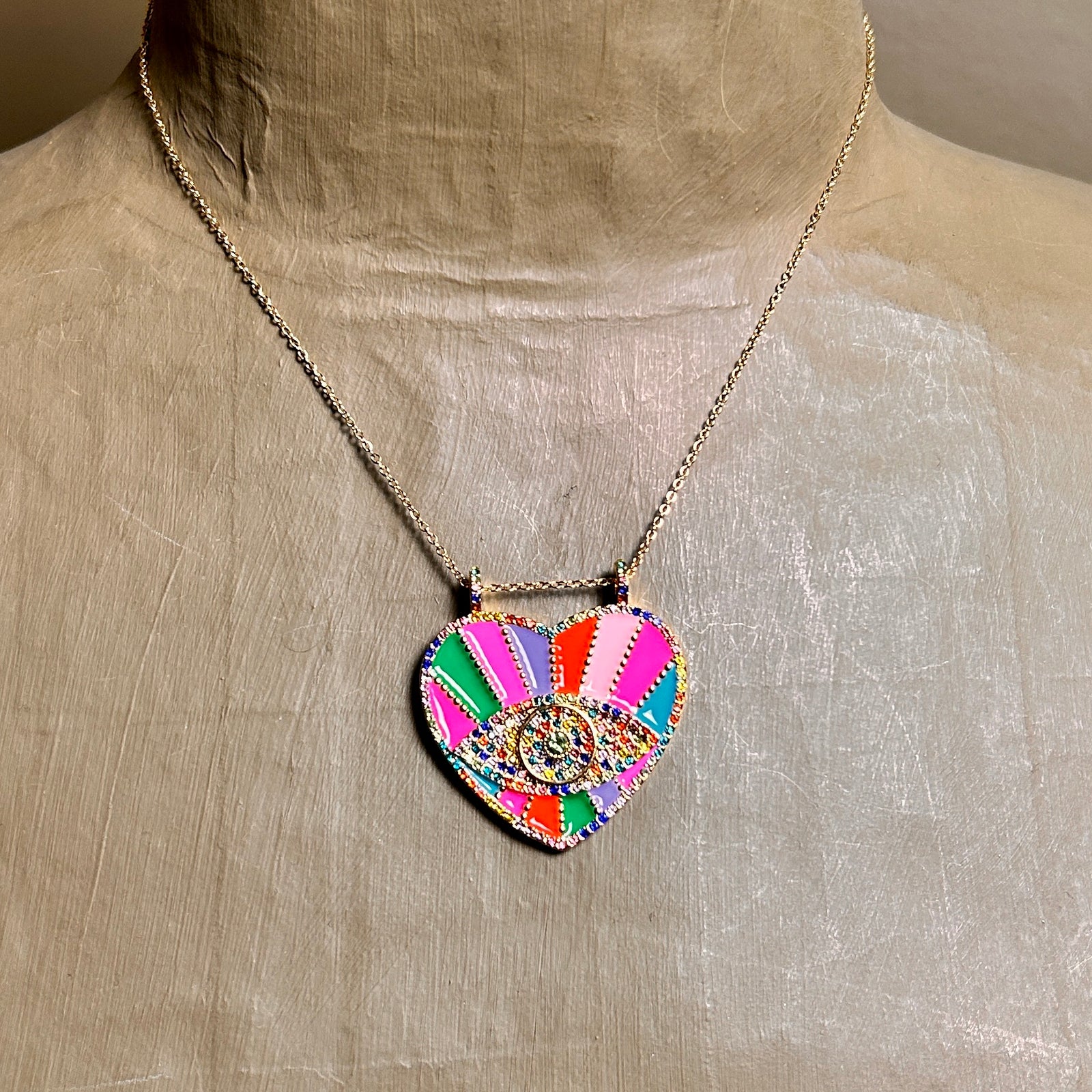 MEGAN enamel eye heart pendant necklace