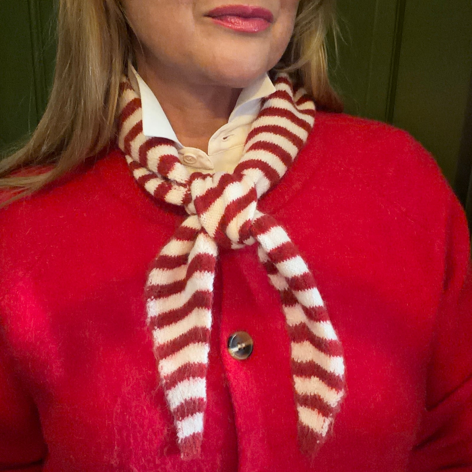 Striped triangle wool mix scarf 'BATH'