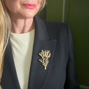 SABRINA textured metal branch brooch