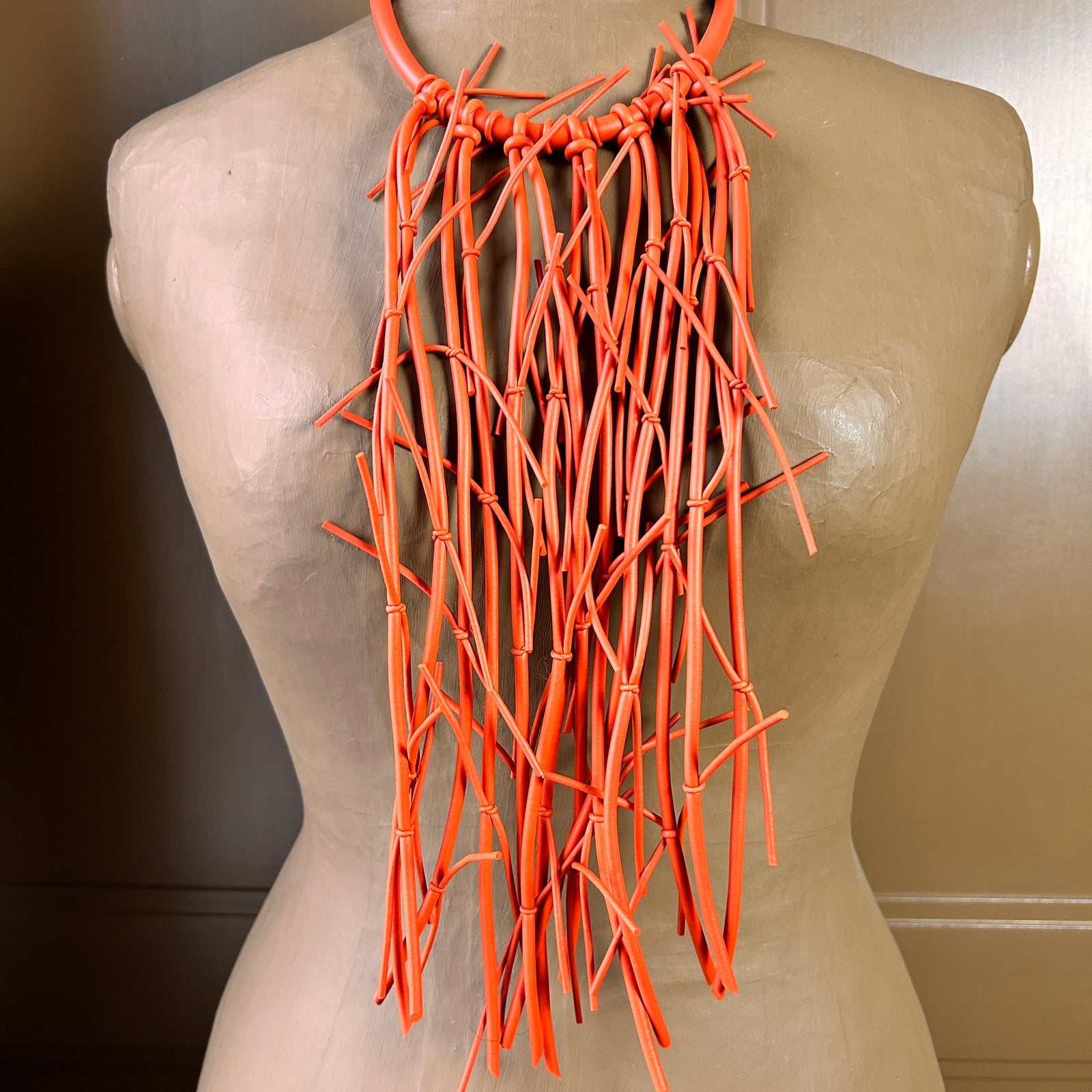 VICTORIA rubber choker fringe statement necklace