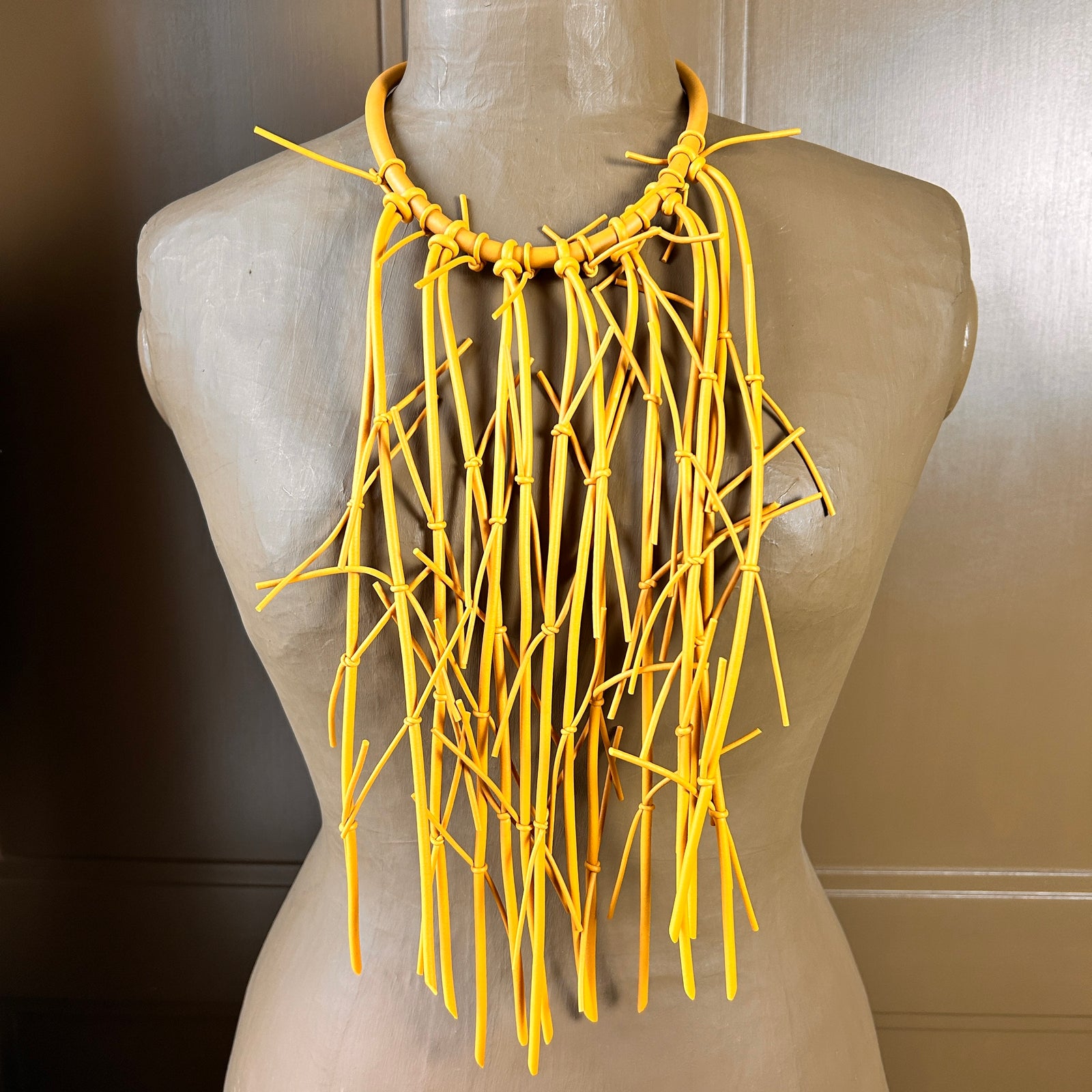 VICTORIA rubber fringe choker statement necklace