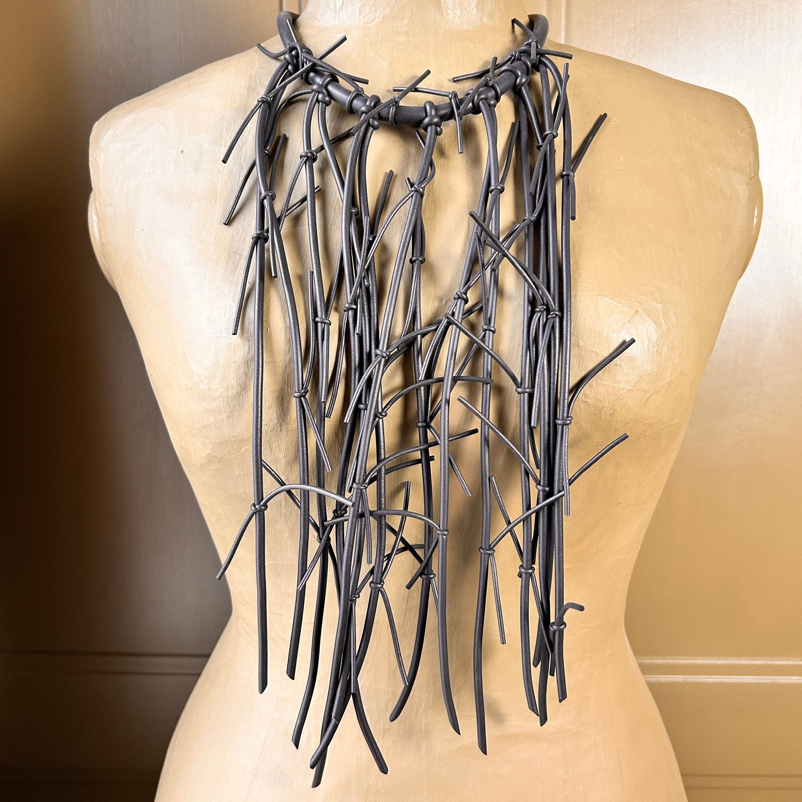 VICTORIA rubber fringe choker statement necklace