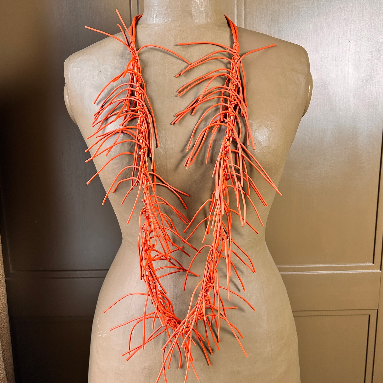 ROSIE long rubber fringe statement necklace