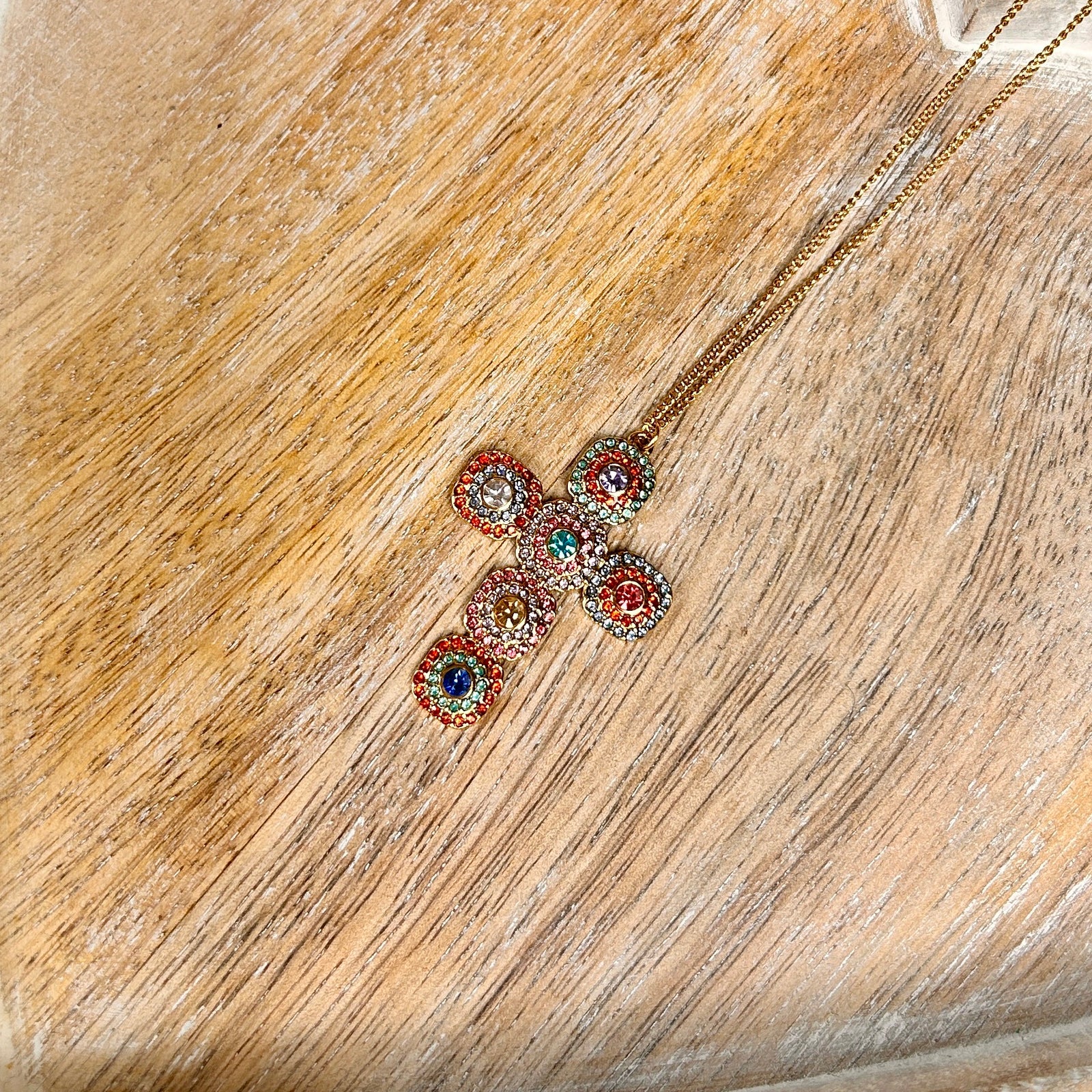 ANA crystal encrusted cross pendant necklace