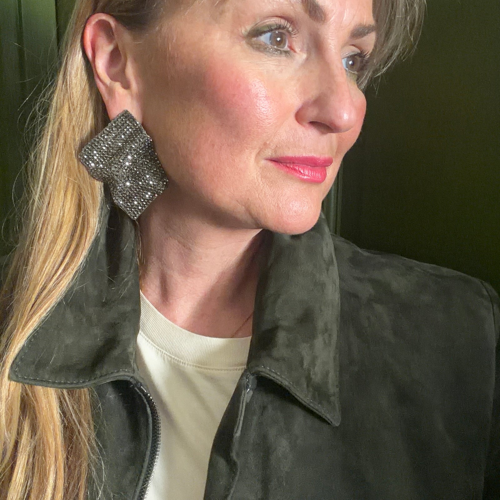 FENELLA large crystal rhombus earrings