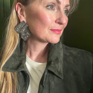 FENELLA large crystal rhombus earrings