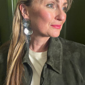 FERNLEA triple drop filigree flower earrings