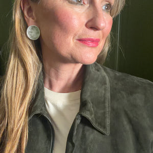 KARLOK medium beaten metal disc stud earrings