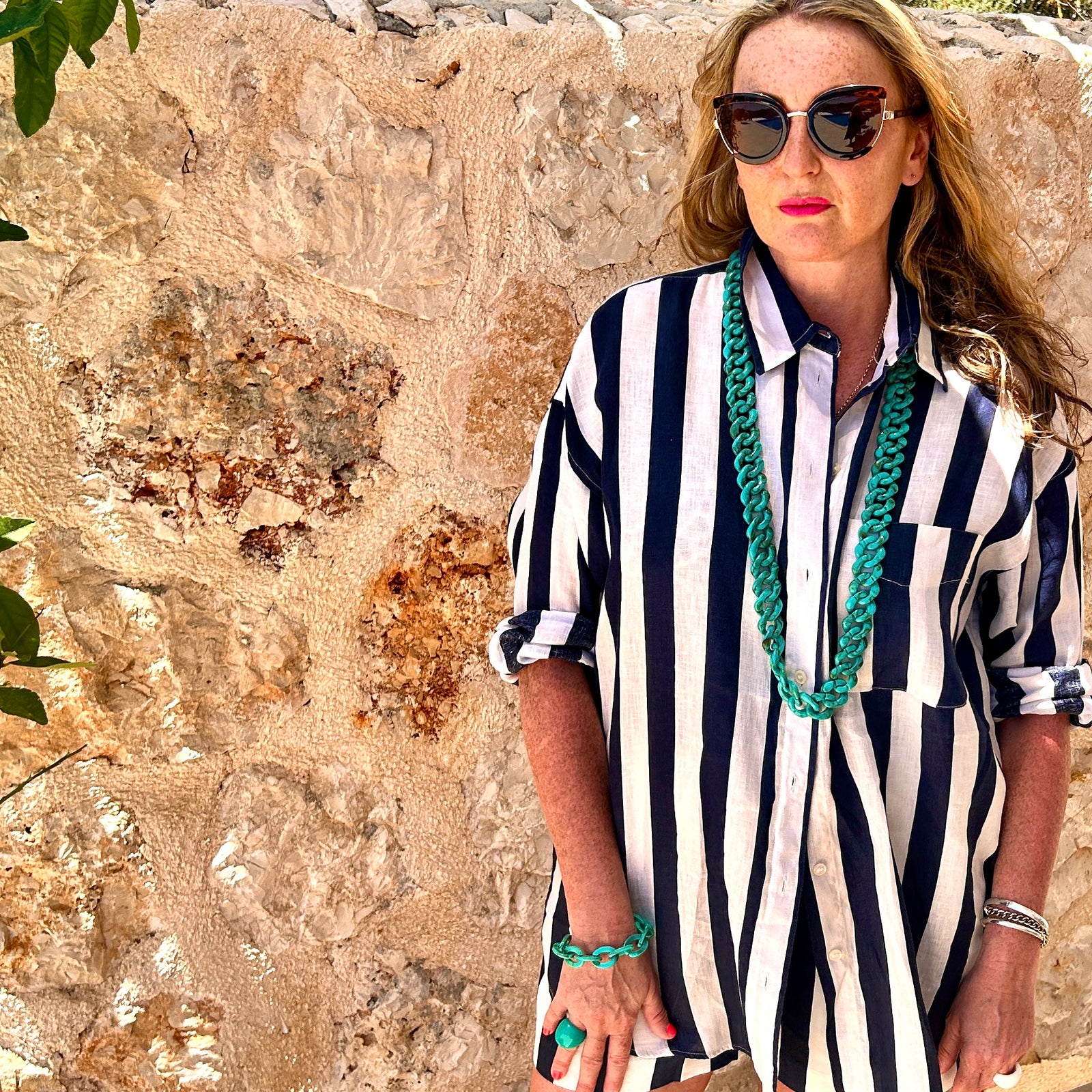 CLARISSA long resin link necklace