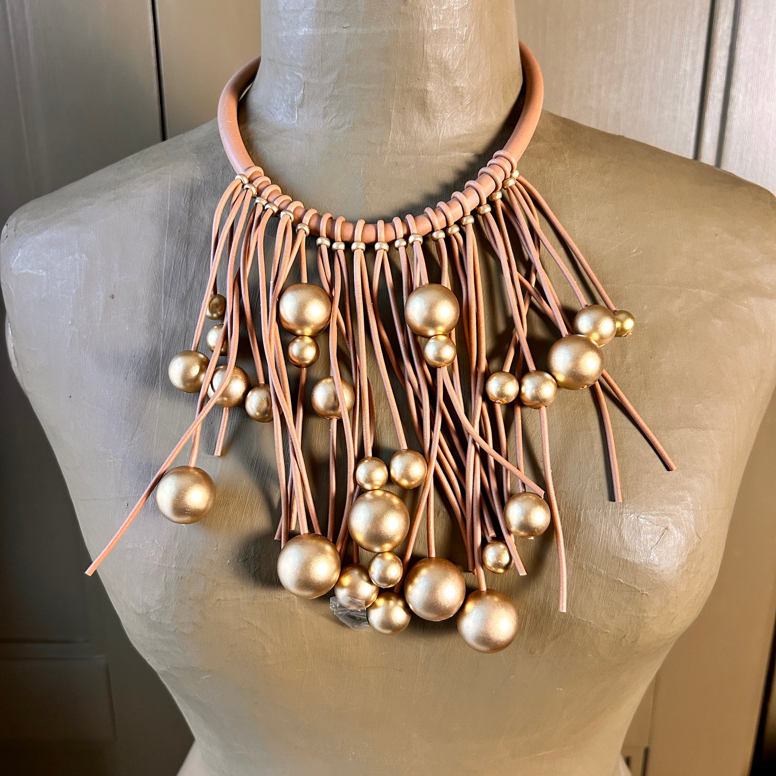 COSIMA rubber and ball fringe choker necklace