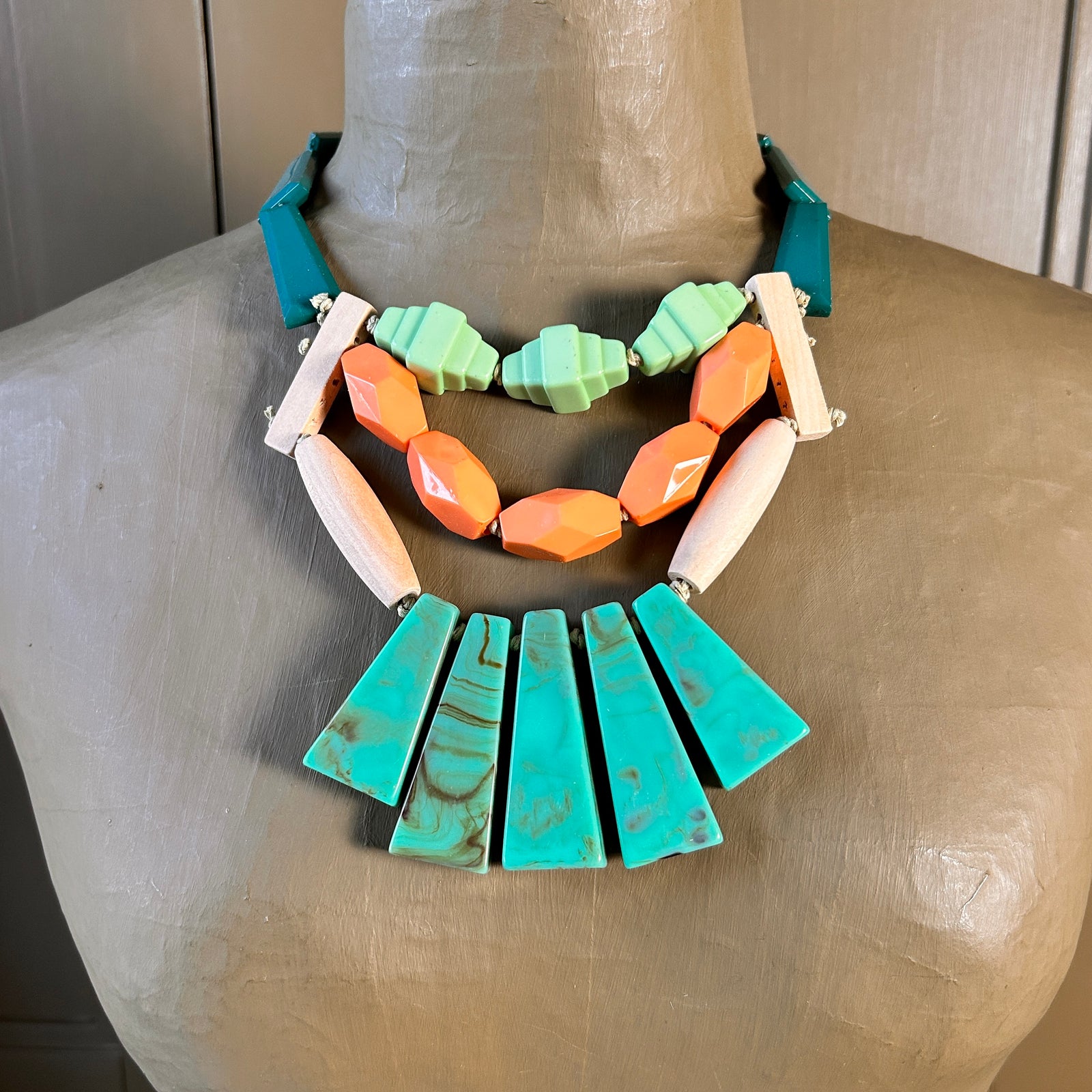 SYBIL resin beaded statement necklace