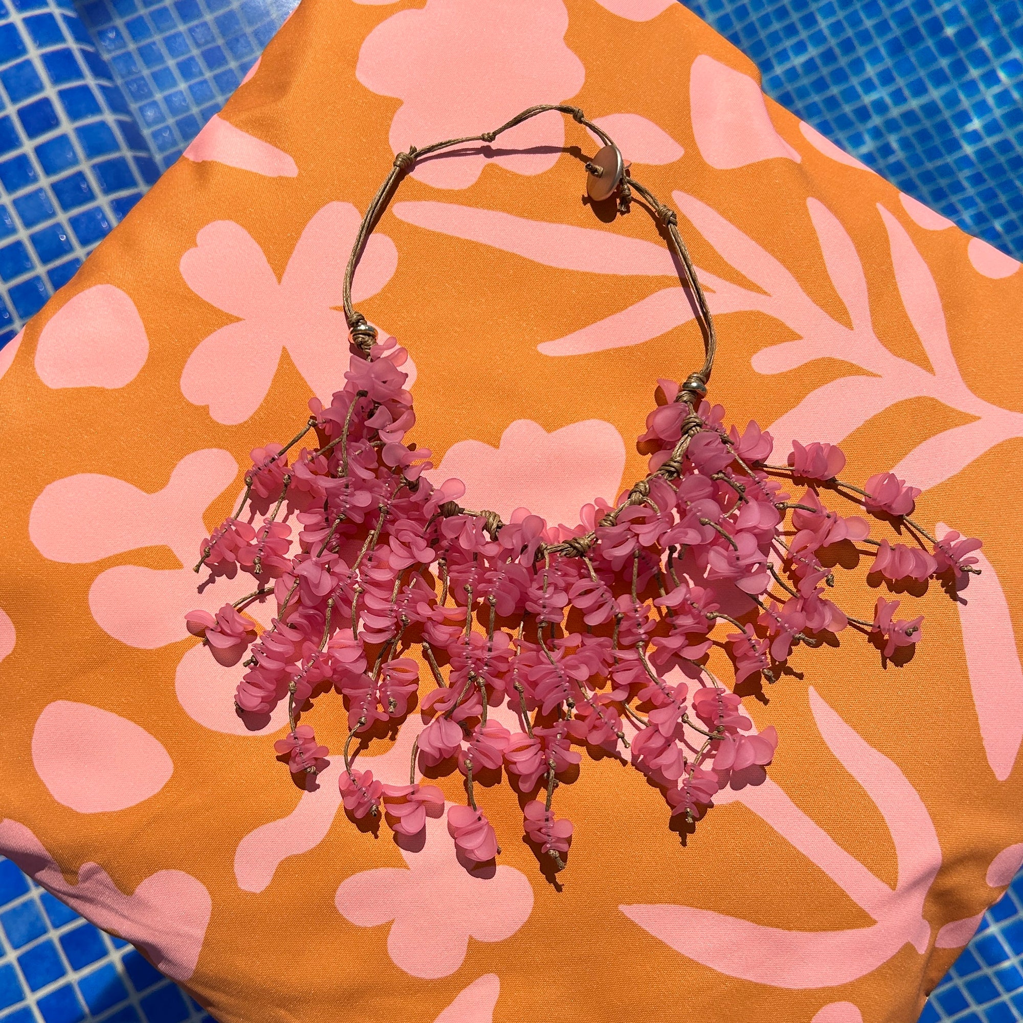 'Josephine' short multi-strand resin bougainvillea necklace