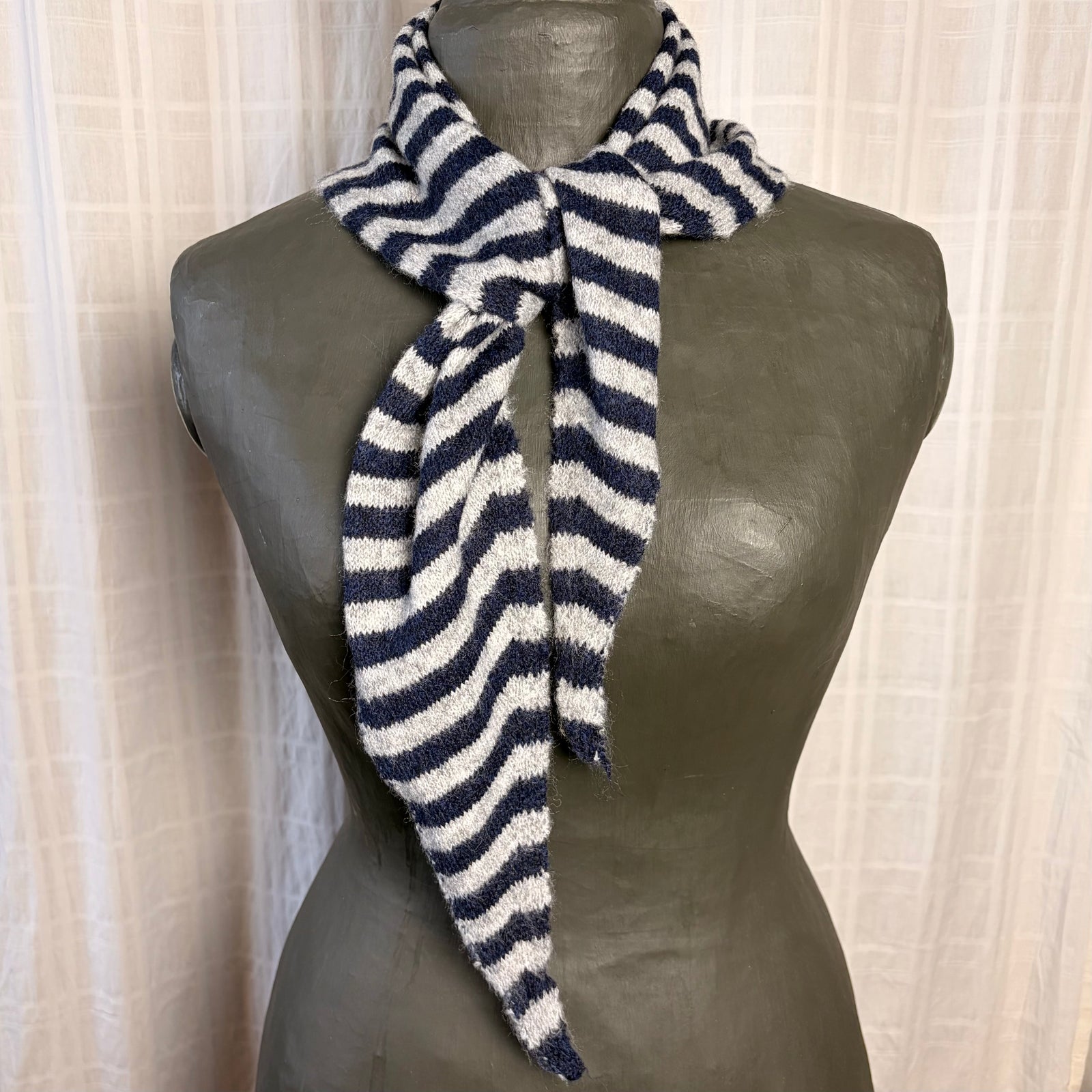 BATH striped triangle wool mix scarf